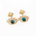ENAMEL BLUE CRYSTAL DROP EARRINGS